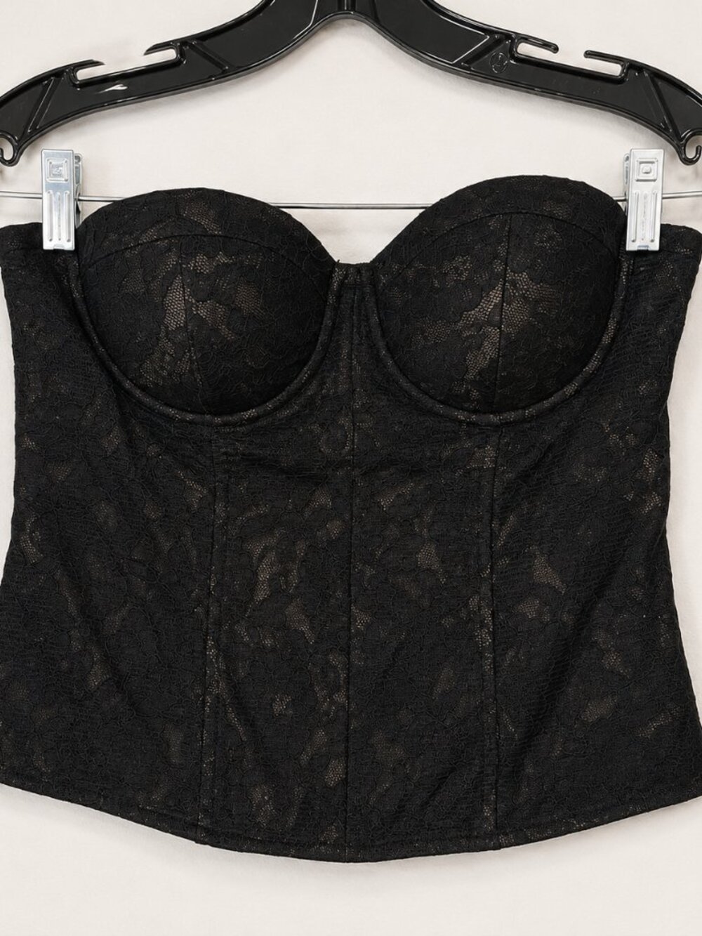 Guess Black Bustier Top Size Medium Lace Strapless